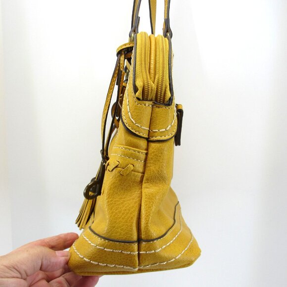 b.o.c. Women's Mustard Yellow Double Handle Shoulder Bag with Tassel & Charm - Picture 6 of 13